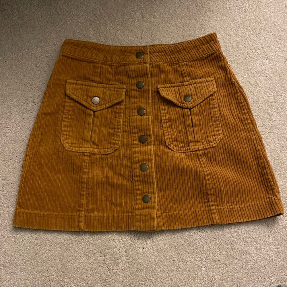 Burnt Orange Forever 21 Button Down Skirt Extra Small with Front Pockets